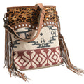 OHLAY Upcycled Wool Canvas Hair-On Genuine Leather Messenger Bag