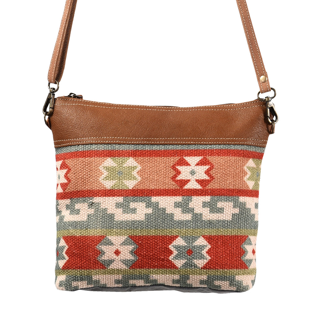 Ohlay Crossbody Upcycled Wool Upcycled Canvas Genuine Leather