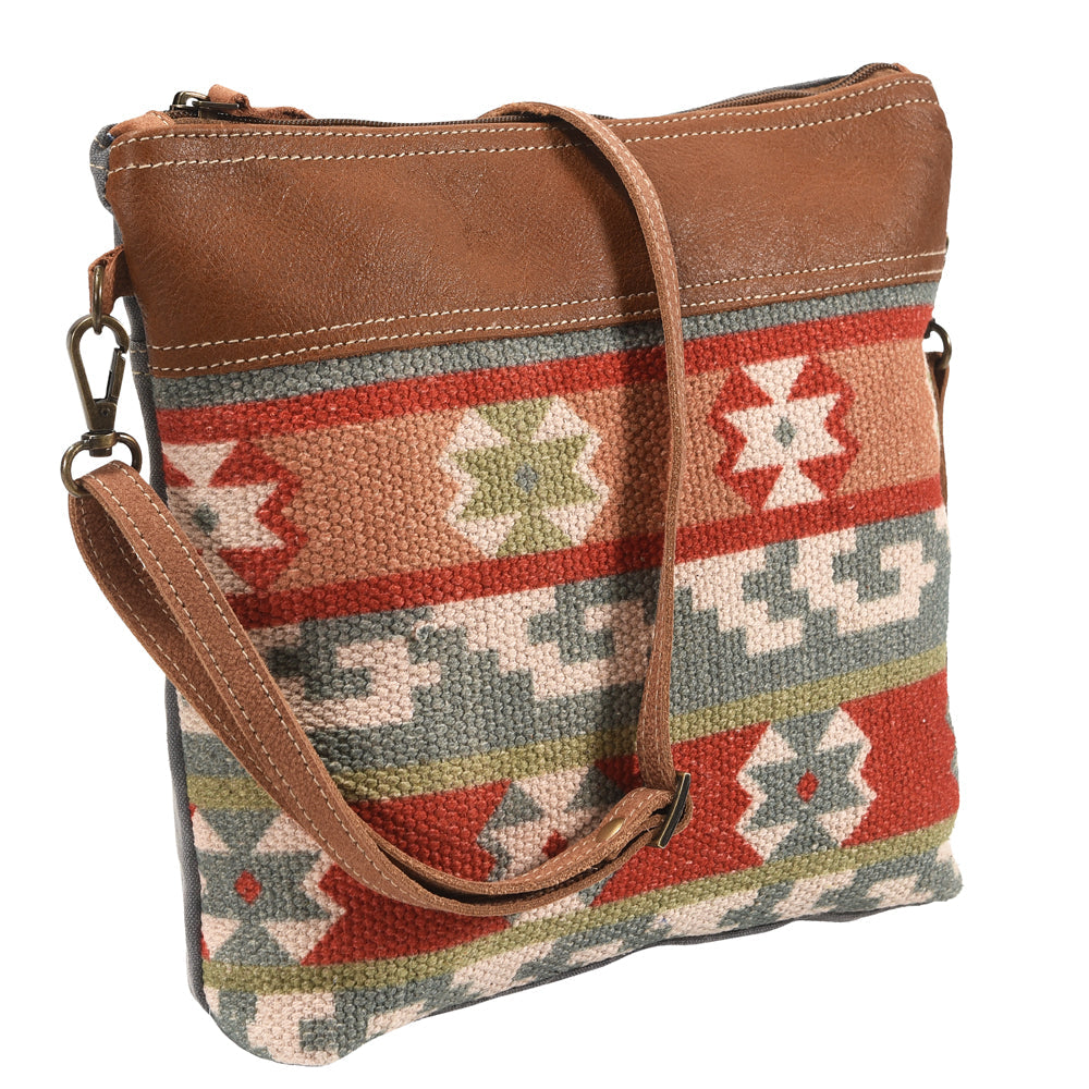 Ohlay Crossbody Upcycled Wool Upcycled Canvas Genuine Leather