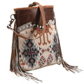 OHLAY Upcycled Wool Canvas Embossed Hair-On Genuine Leather Messenger Bag