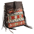 OHLAY Upcycled Wool Canvas Hair-On Genuine Leather Messenger Bag