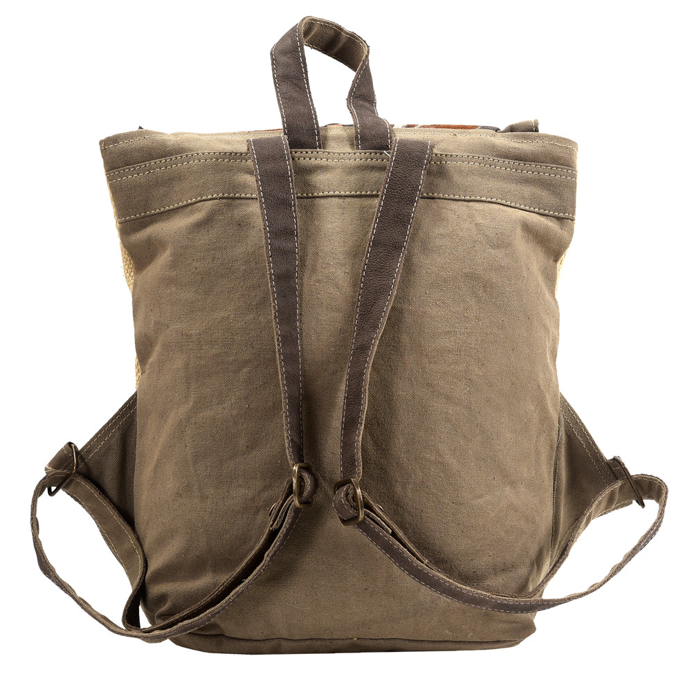 Ohlay Backpack Upcycled Canvas Hair-On Genuine Leather