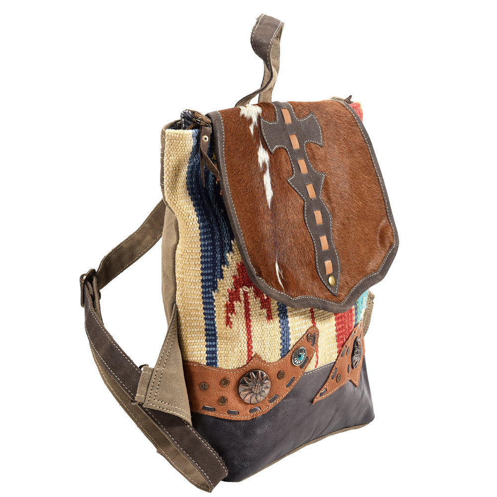 Ohlay Backpack Upcycled Canvas Hair-On Genuine Leather