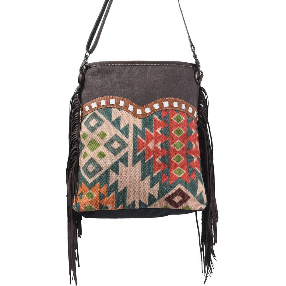 OHLAY Upcycled Wool Canvas Genuine Leather Messenger Bag