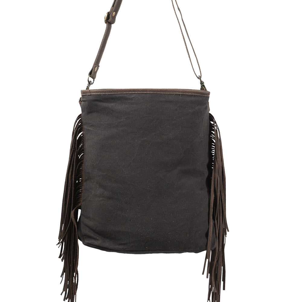 OHLAY Upcycled Wool Canvas Genuine Leather Messenger Bag