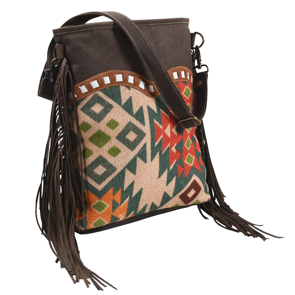 OHLAY Upcycled Wool Canvas Genuine Leather Messenger Bag