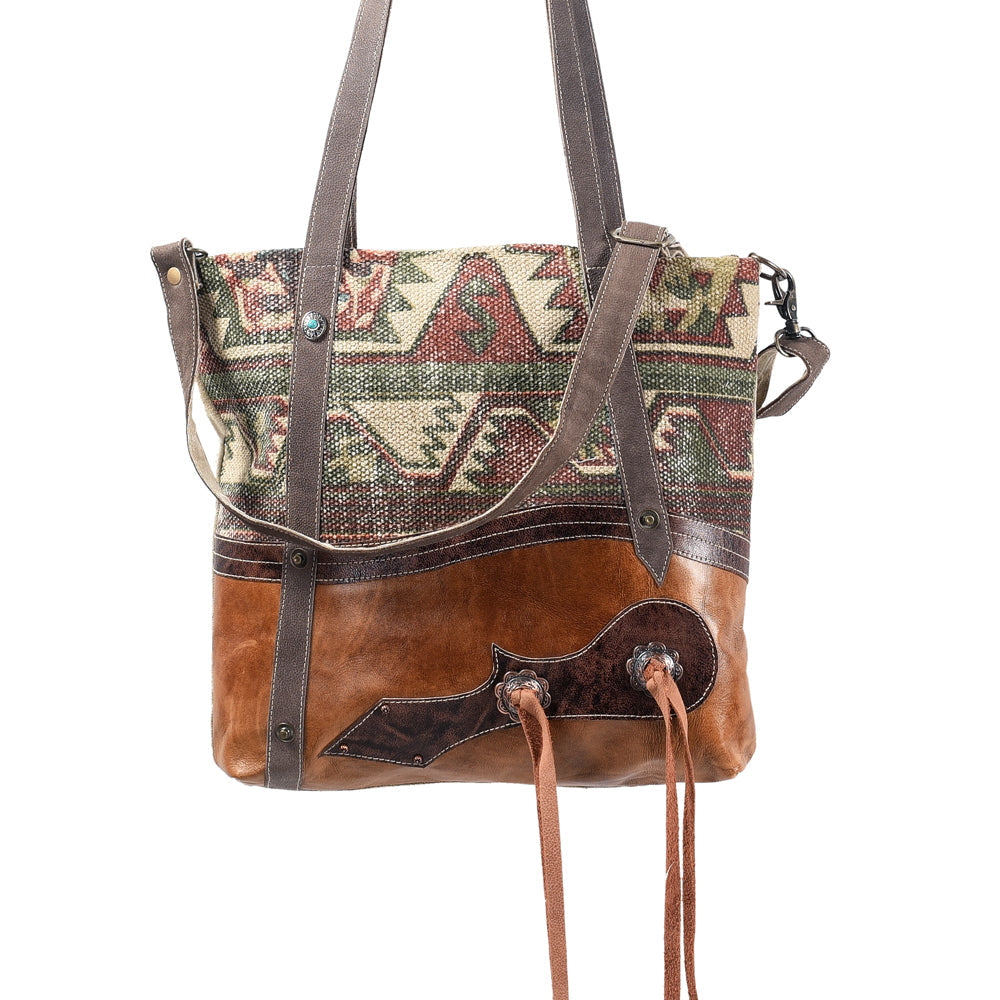 OHLAY Upcycled Wool Canvas Genuine Leather Tote