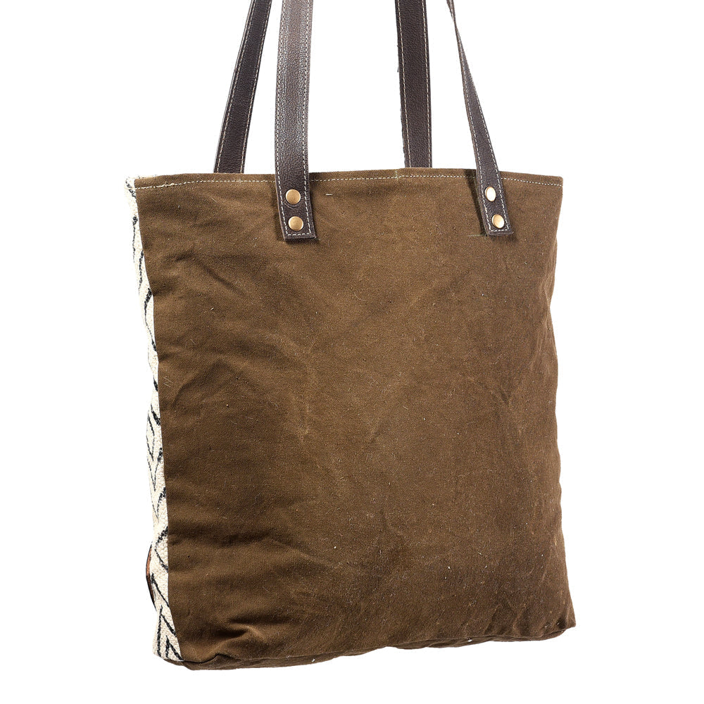 Ohlay Tote Upcycled Wool Upcycled Canvas Embossed Hair-on Genuine Leather