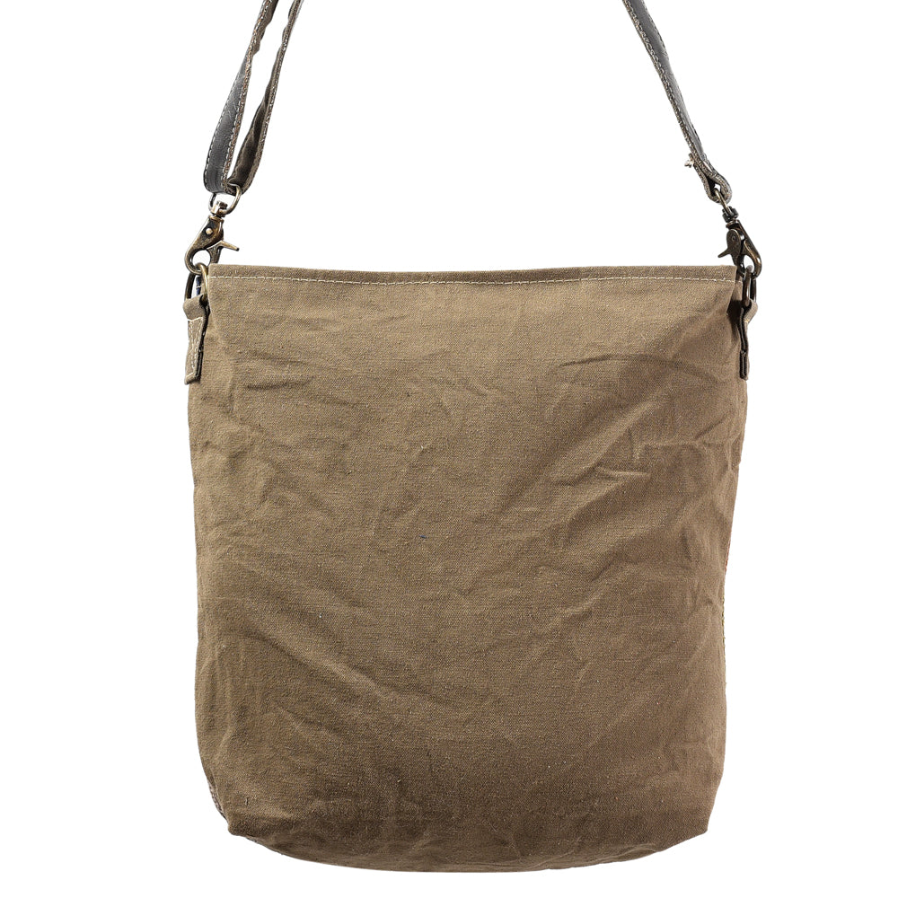 OHLAY Upcycled Wool Canvas Genuine Leather Messenger Bag