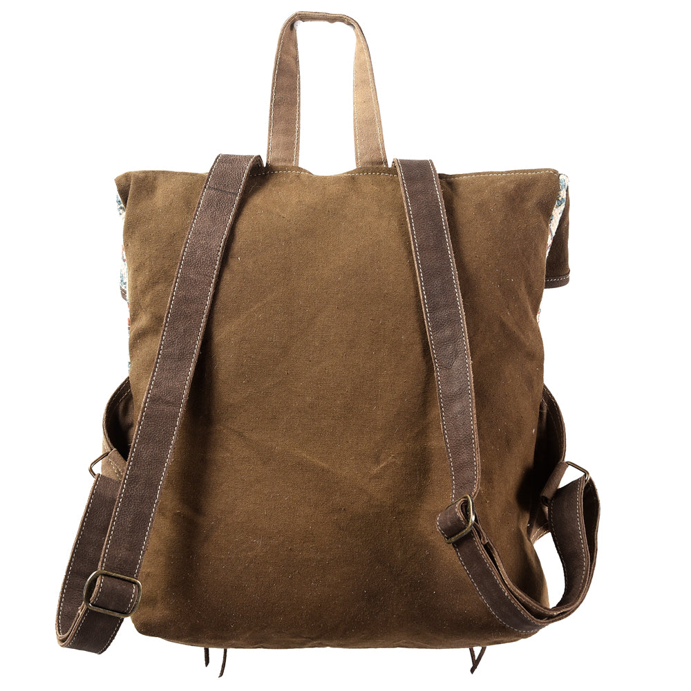 Ohlay Backpack Upcycled Canvas Genuine Leather