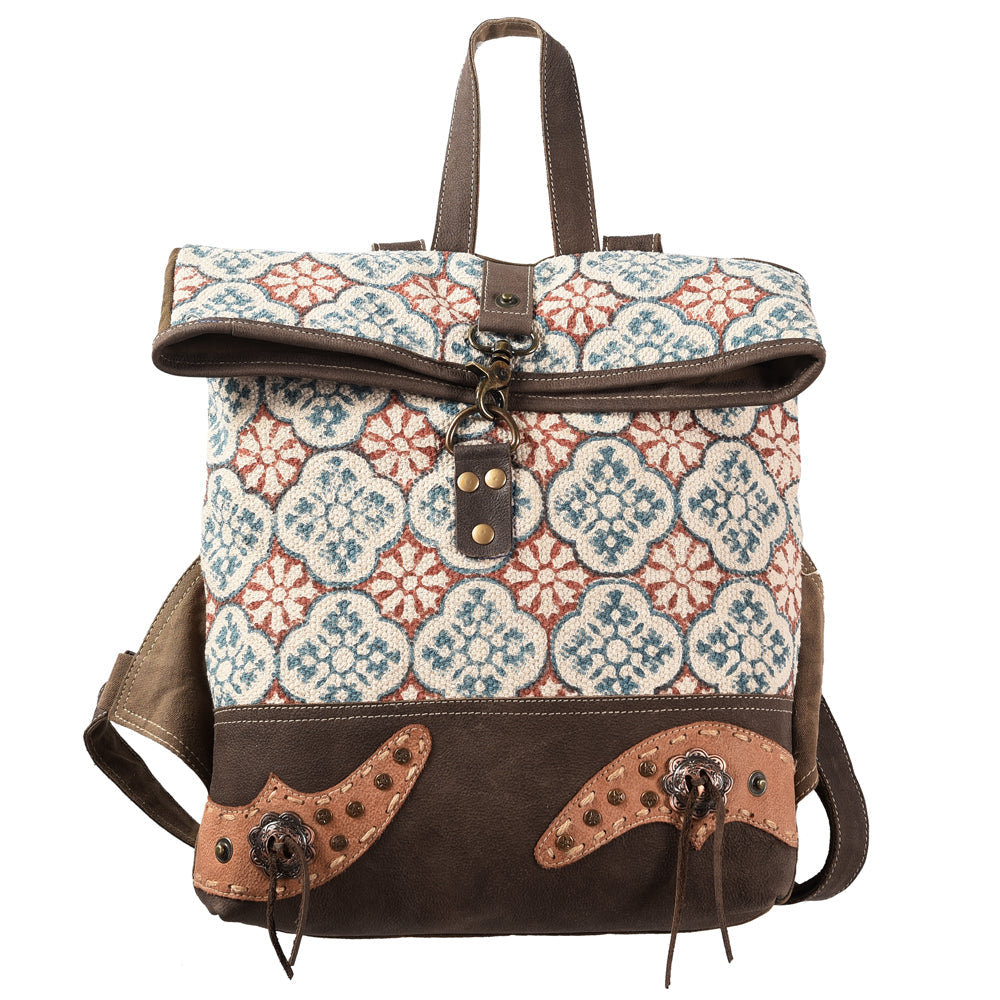 Ohlay Backpack Upcycled Canvas Genuine Leather