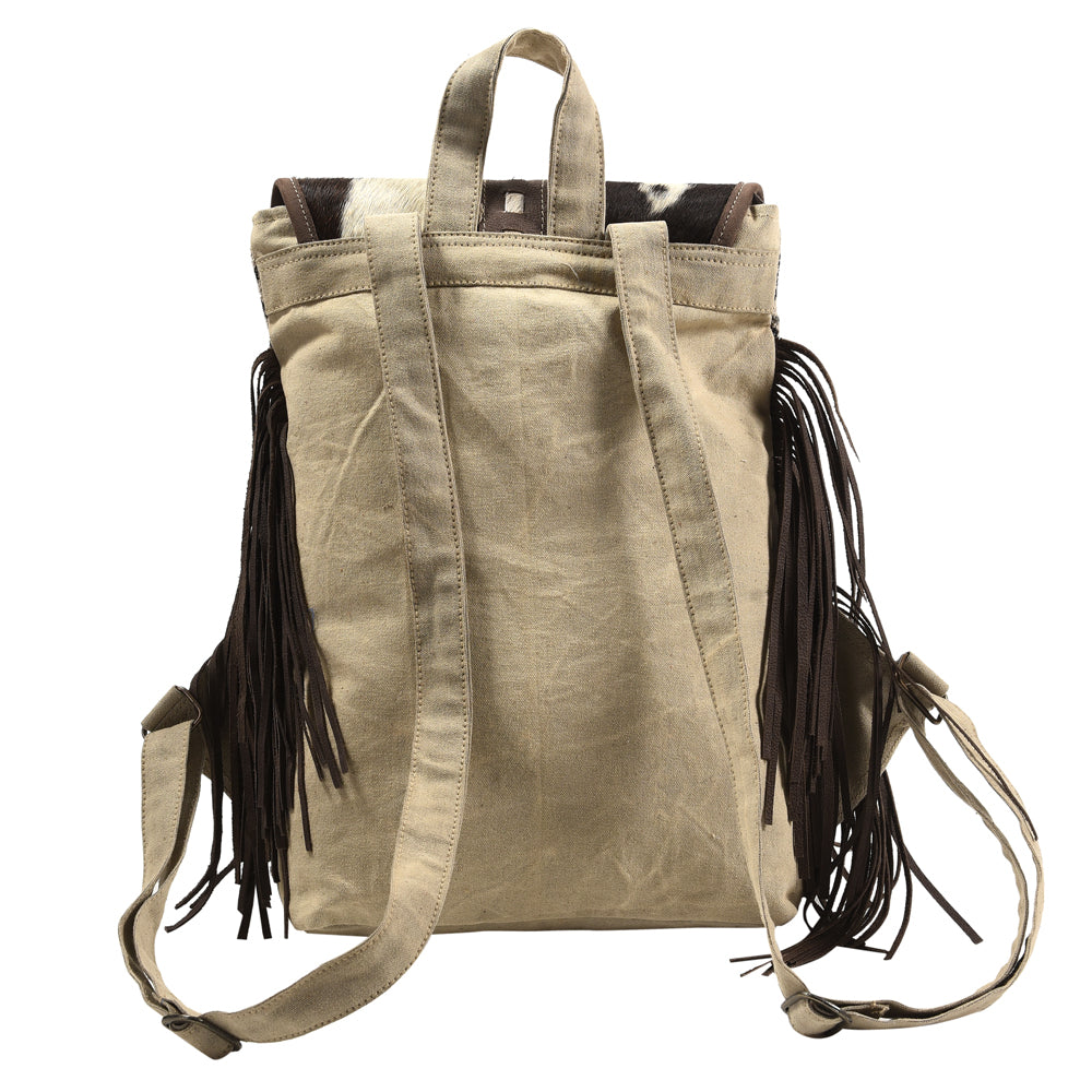 Ohlay Backpack Upcycled Canvas Hair-On Genuine Leather