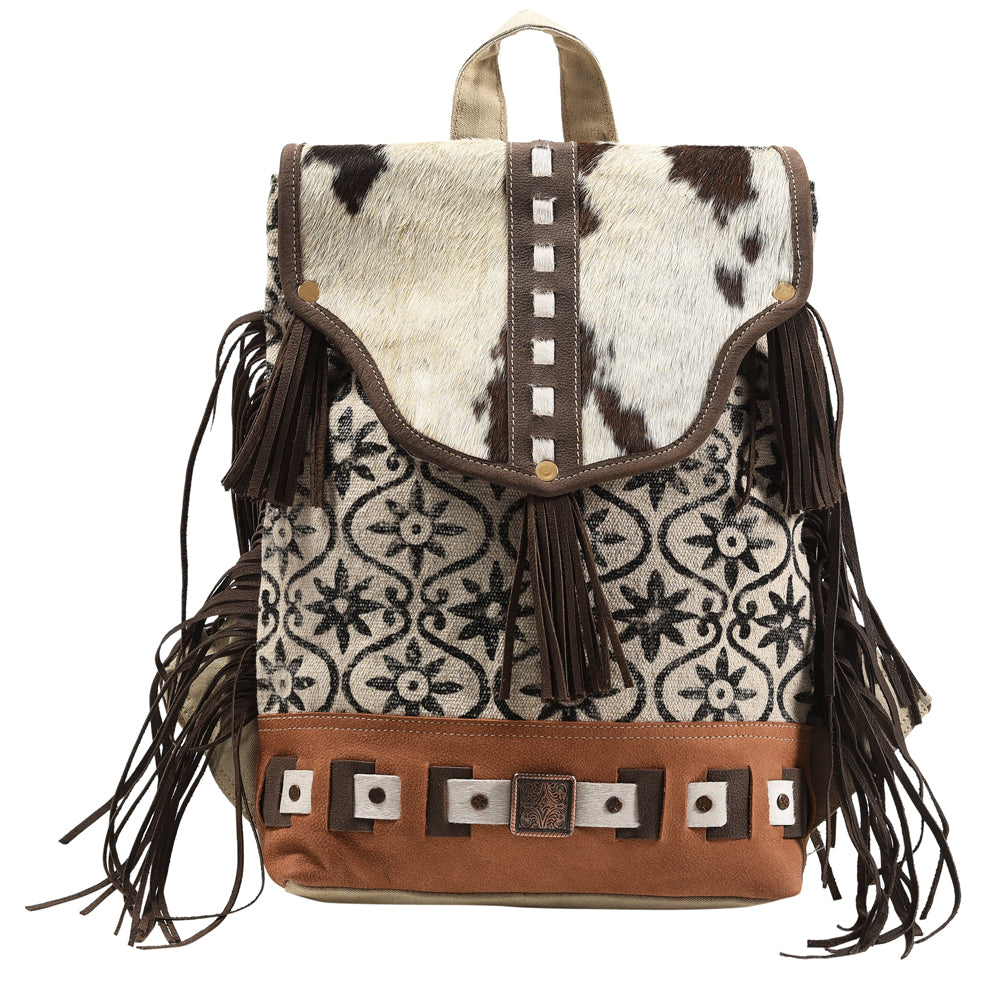 Ohlay Backpack Upcycled Canvas Hair-On Genuine Leather