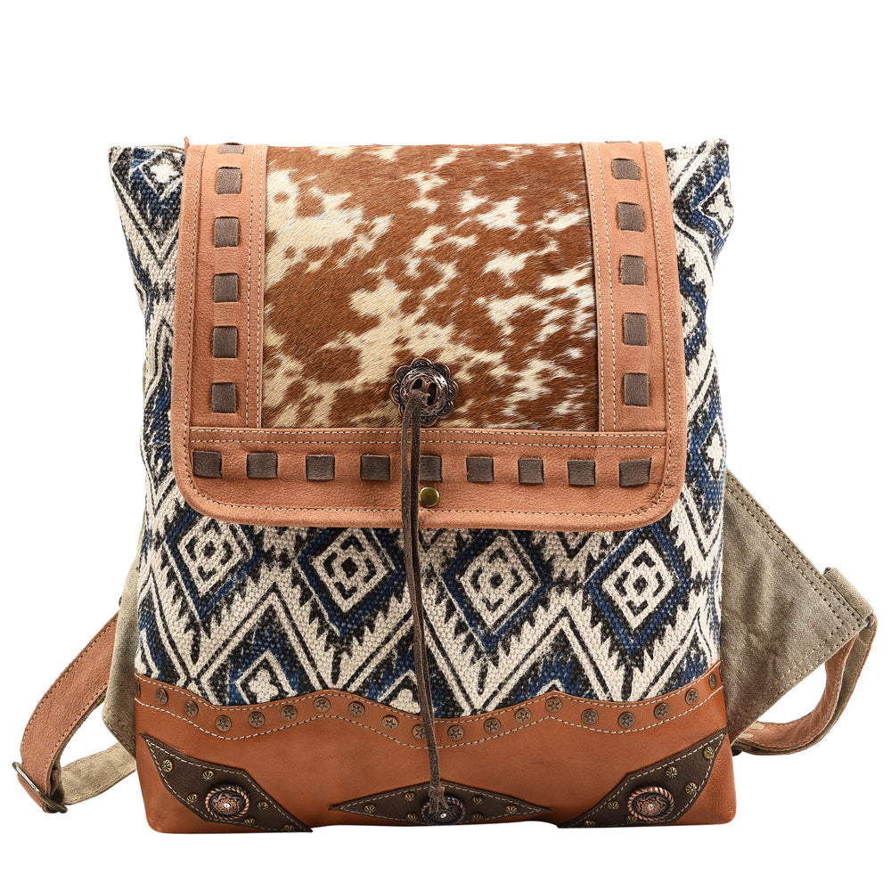 Ohlay Backpack Upcycled Canvas Hair-On Genuine Leather