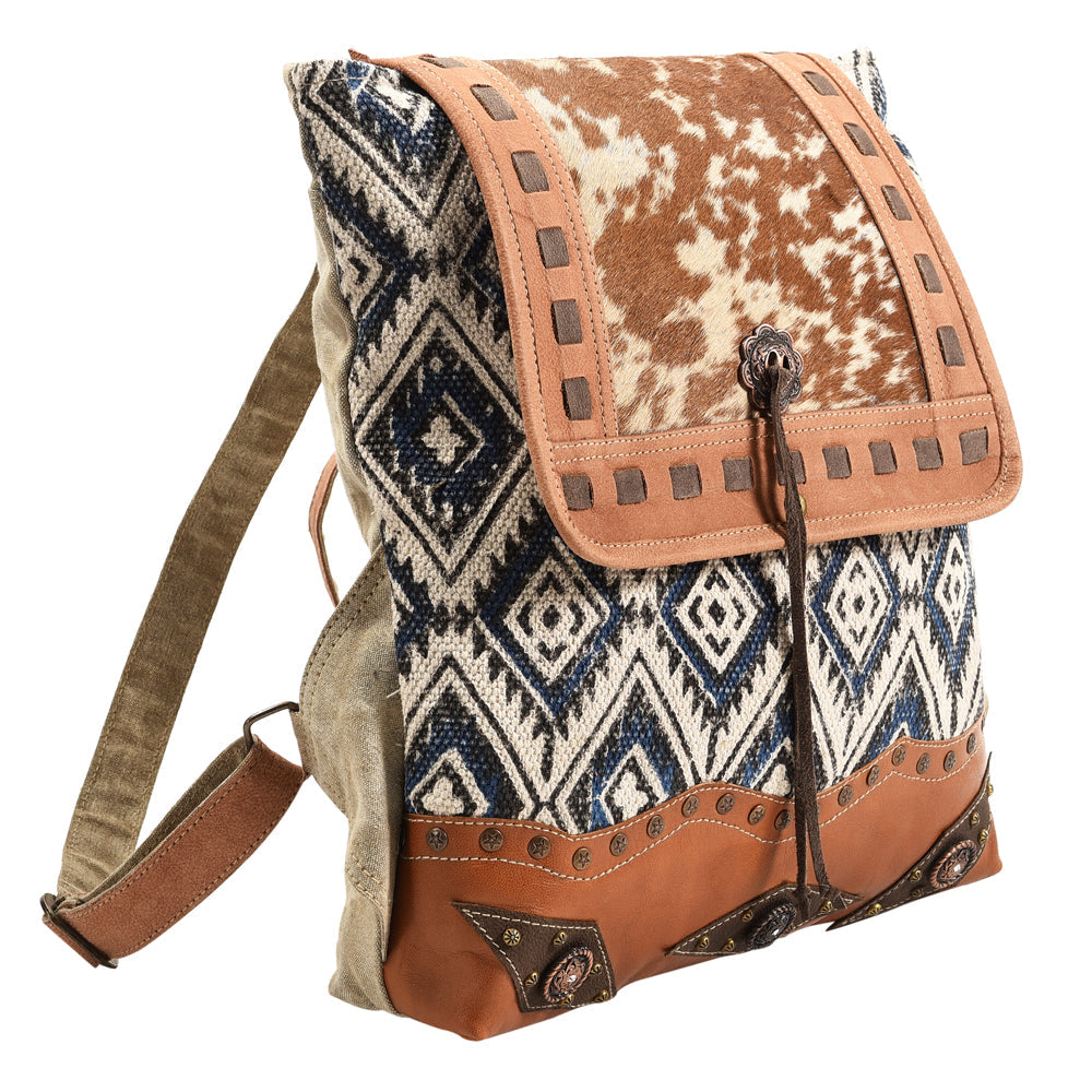 Ohlay Backpack Upcycled Canvas Hair-On Genuine Leather