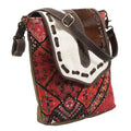 OHLAY Upcycled Wool Canvas Hair-On Genuine Leather Messenger Bag