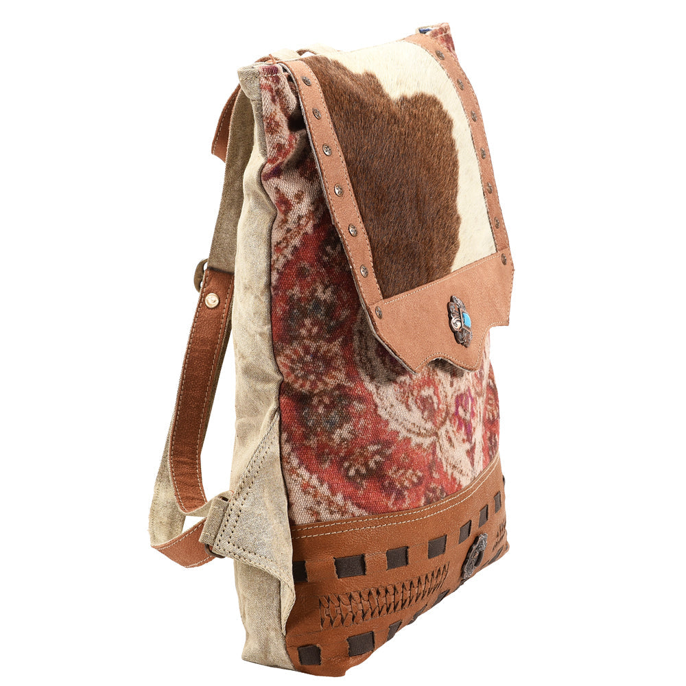 Ohlay Backpack Upcycled Canvas Hair-On Genuine Leather