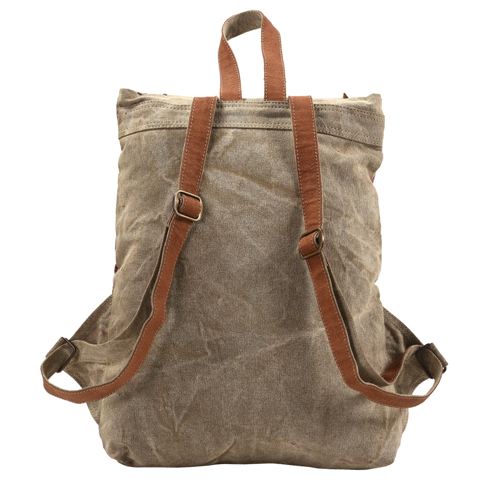 Ohlay Backpack Upcycled Canvas Hair-On Genuine Leather