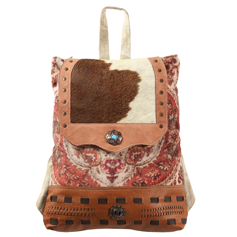 Ohlay Backpack Upcycled Canvas Hair-On Genuine Leather