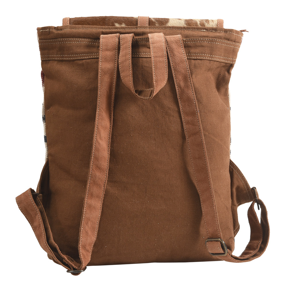 Ohlay Backpack Upcycled Canvas Hair-On Genuine Leather
