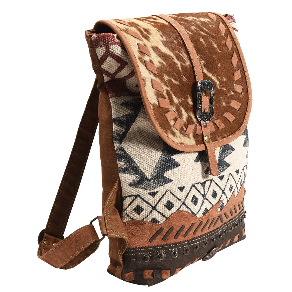 Ohlay Backpack Upcycled Canvas Hair-On Genuine Leather