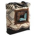 Ohlay Tote Hand Tooled Upcycled Wool Upcycled Canvas Genuine Leather