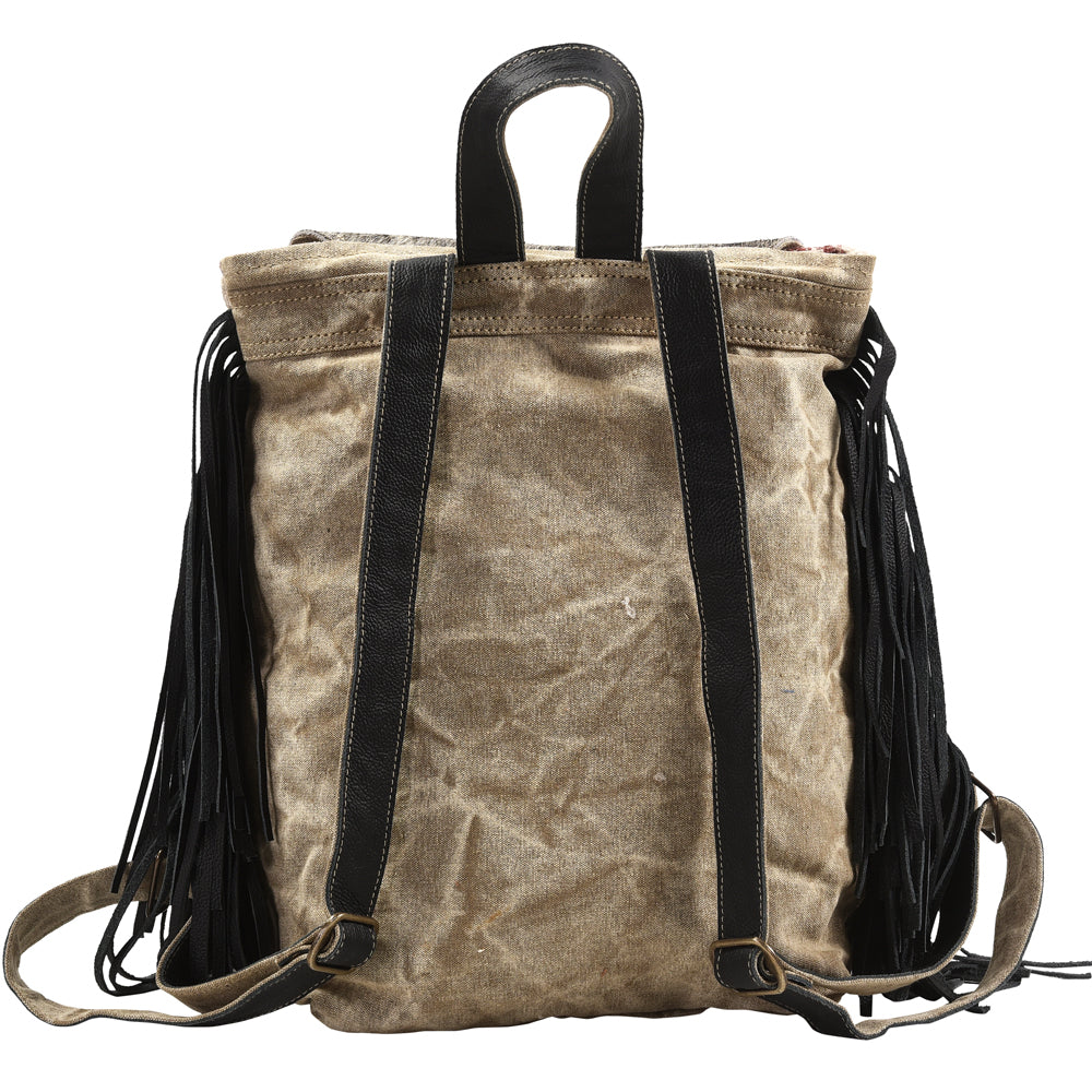 Ohlay Backpack Upcycled Canvas Hair-On Genuine Leather