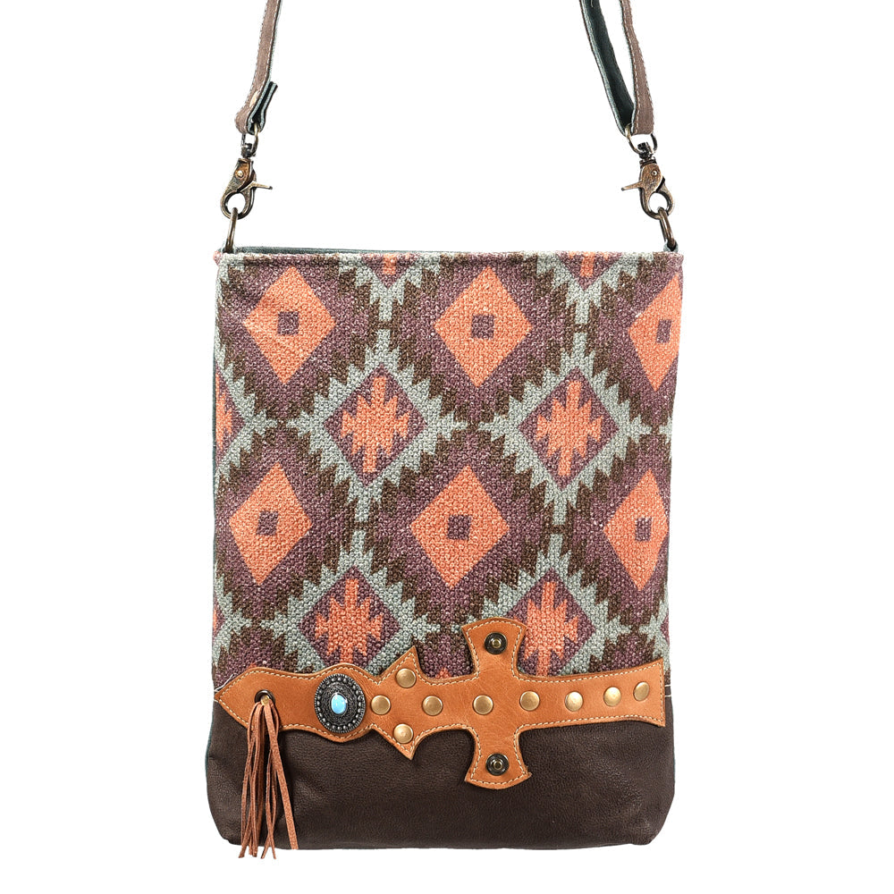 OHLAY Upcycled Wool Canvas Genuine Leather Messenger Bag