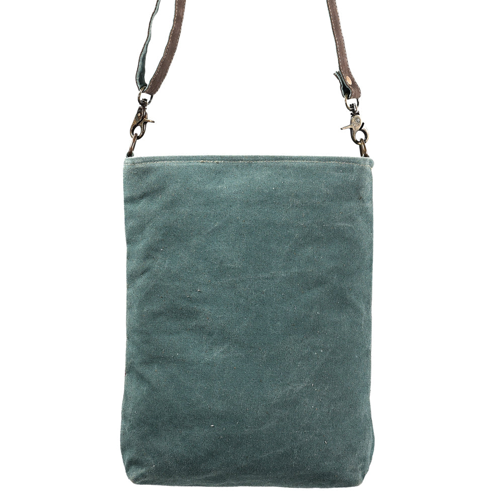 OHLAY Upcycled Wool Canvas Genuine Leather Messenger Bag