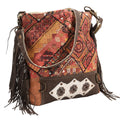 OHLAY Upcycled Wool Canvas Hair-On Genuine Leather Messenger Bag