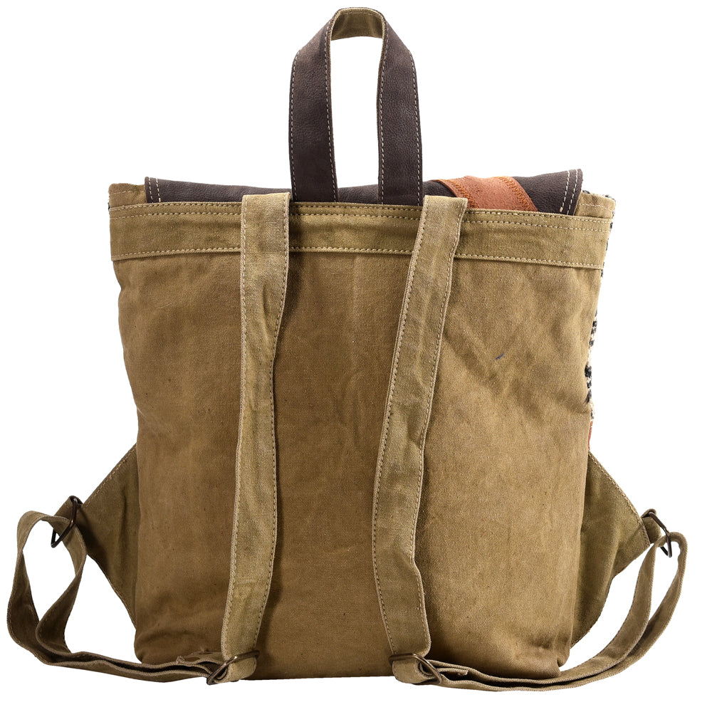 Ohlay Backpack Upcycled Canvas Hair-On Genuine Leather