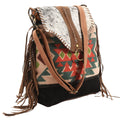 OHLAY Upcycled Wool Canvas Hair-On Genuine Leather Messenger Bag