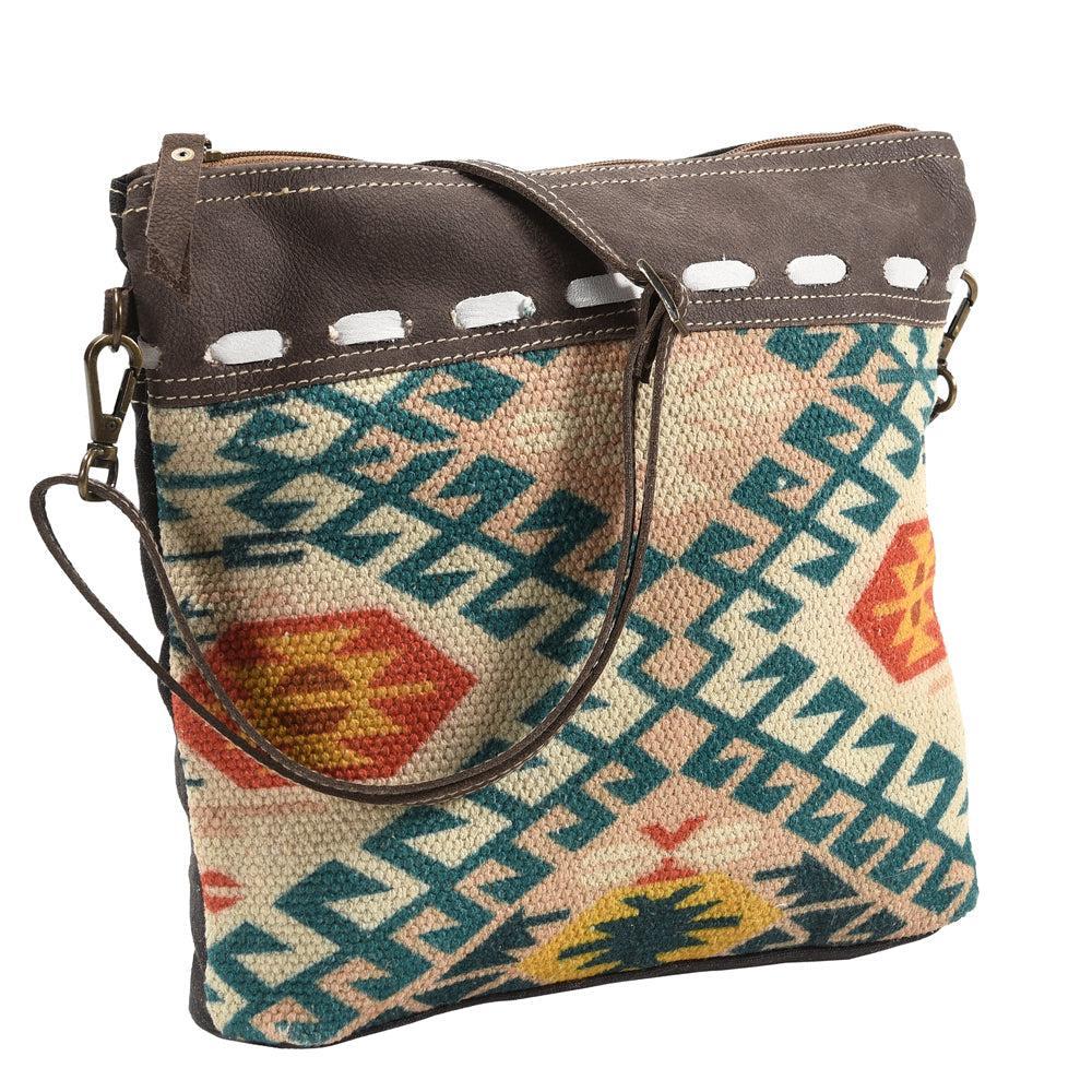 OHLAY Upcycled Wool Canvas Genuine Leather Crossbody Bag