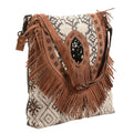 OHLAY Upcycled Wool Canvas Hair-On Genuine Leather Messenger Bag