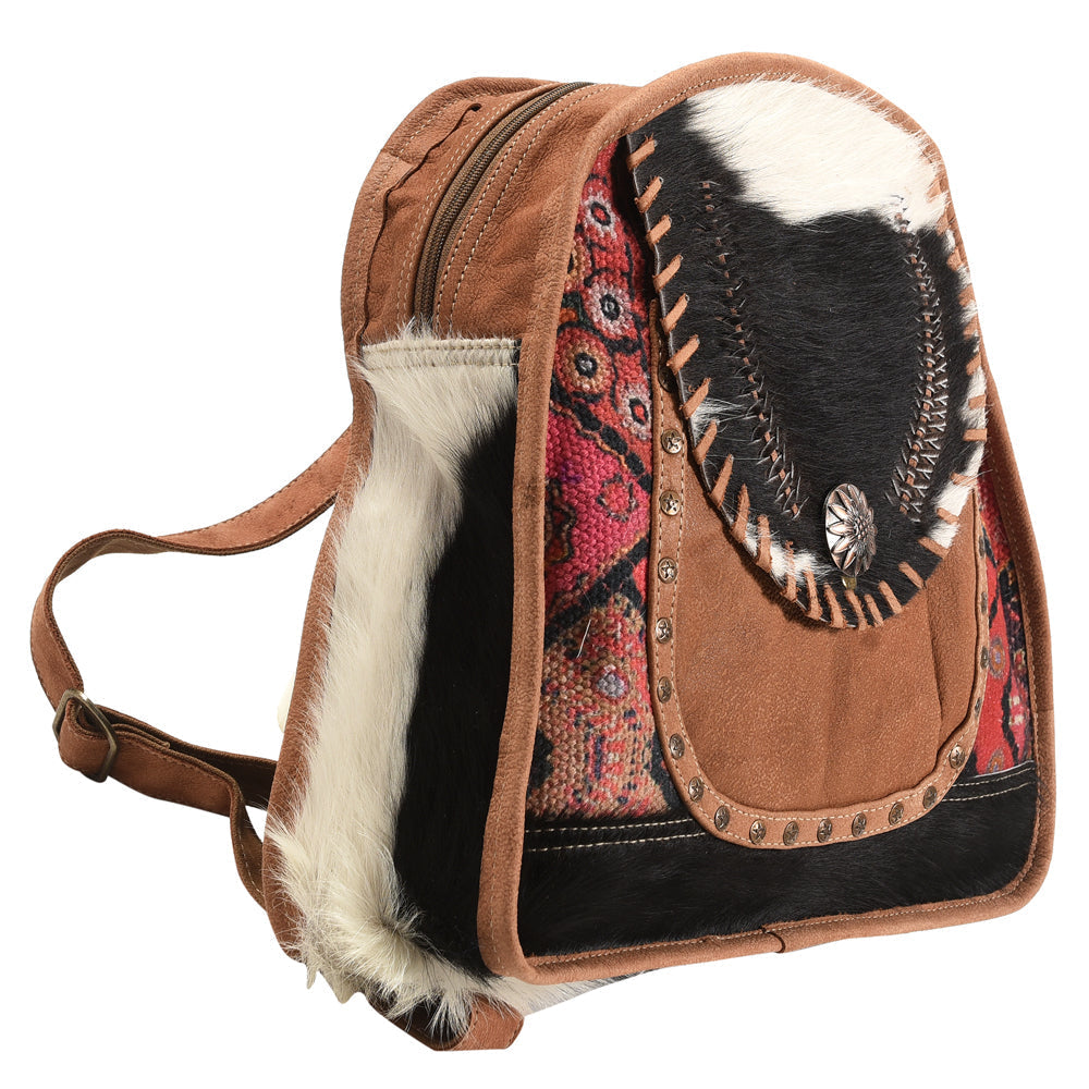Ohlay Backpack Upcycled Wool Upcycled Canvas Hair-On Genuine Leather