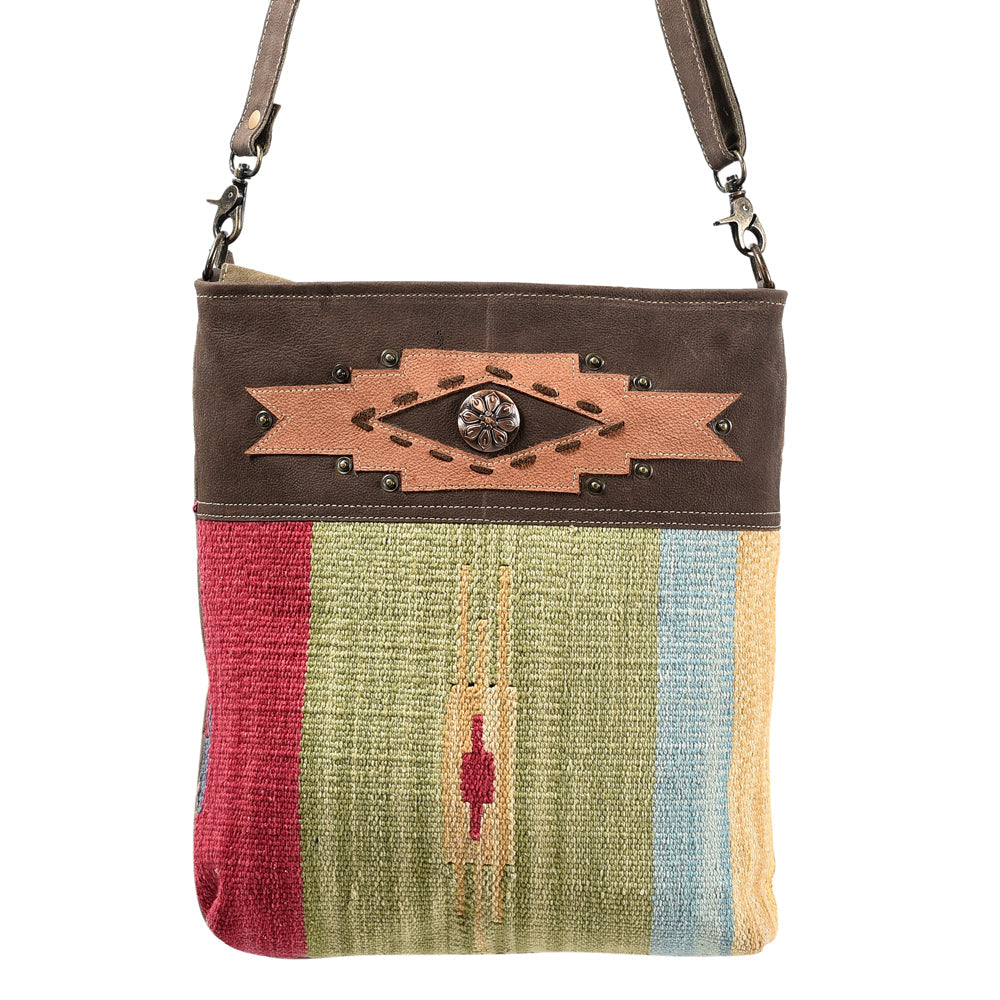 OHLAY Upcycled Wool Canvas Genuine Leather Messenger Bag