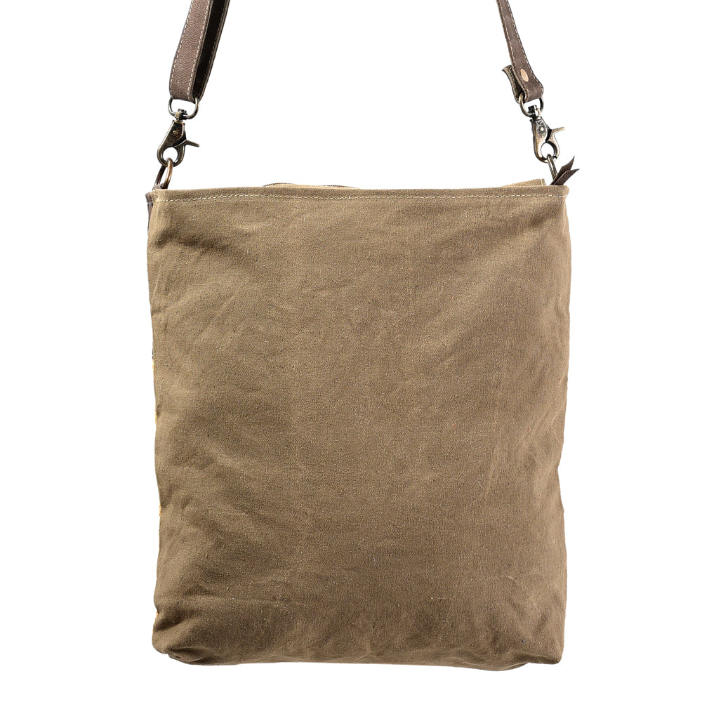 OHLAY Upcycled Wool Canvas Genuine Leather Messenger Bag