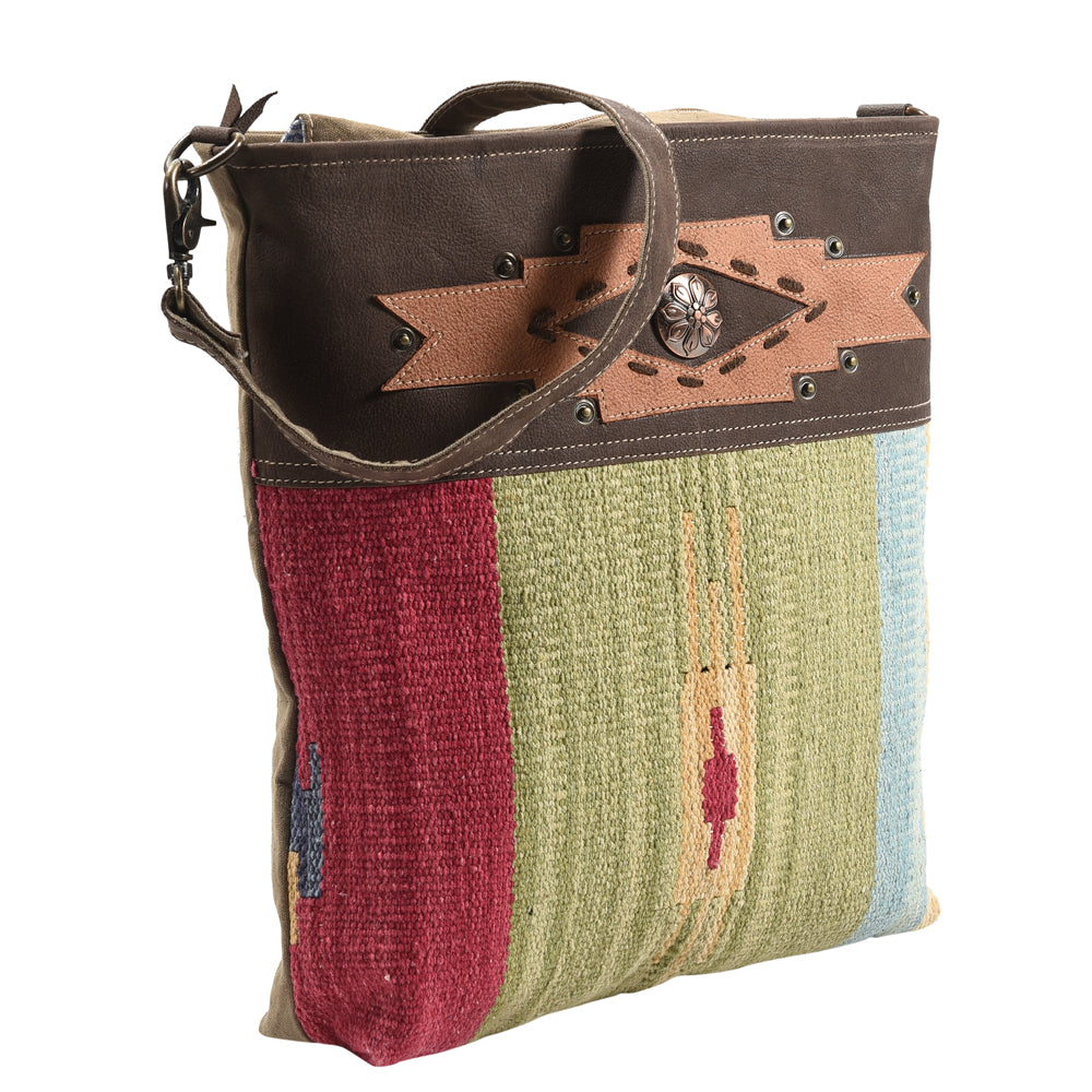 OHLAY Upcycled Wool Canvas Genuine Leather Messenger Bag