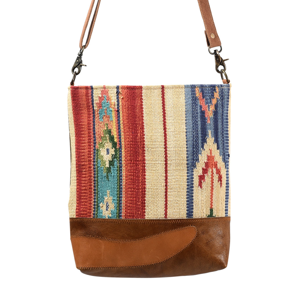OHLAY Upcycled Wool Canvas Genuine Leather Messenger Bag