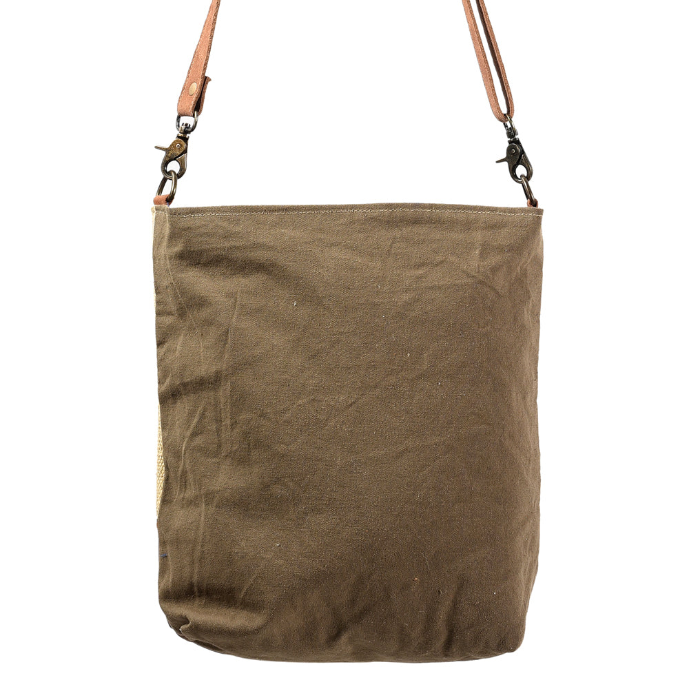 OHLAY Upcycled Wool Canvas Genuine Leather Messenger Bag