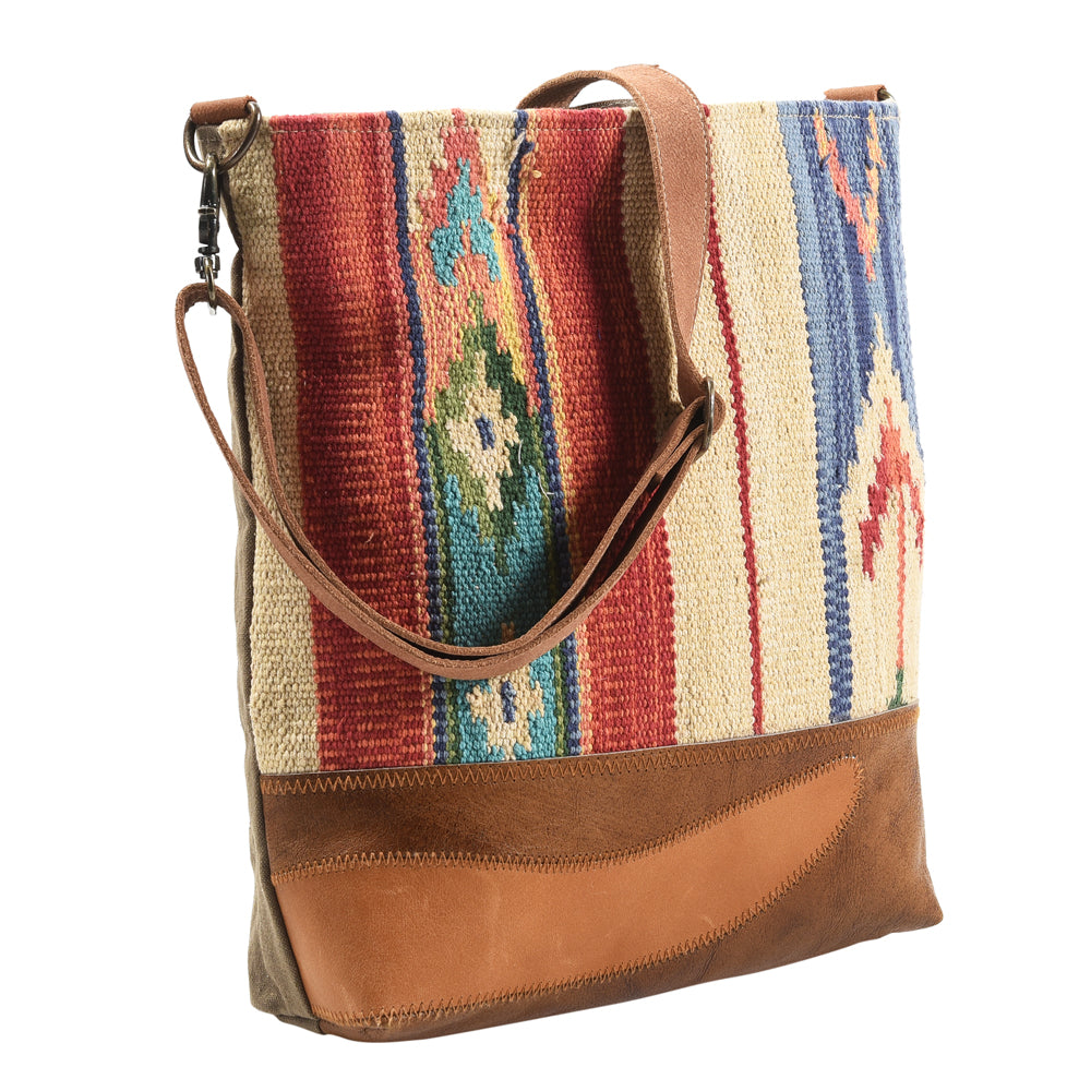 OHLAY Upcycled Wool Canvas Genuine Leather Messenger Bag