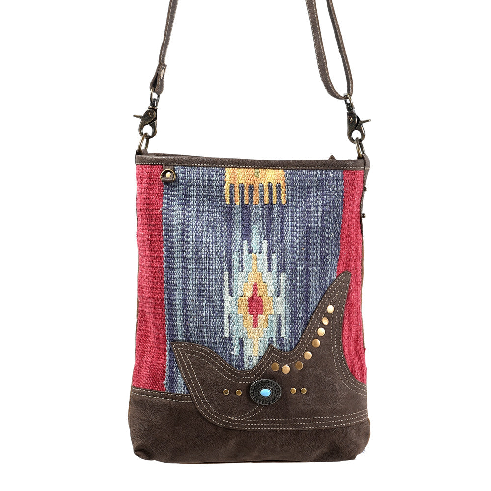 OHLAY Upcycled Wool Canvas Genuine Leather Messenger Bag