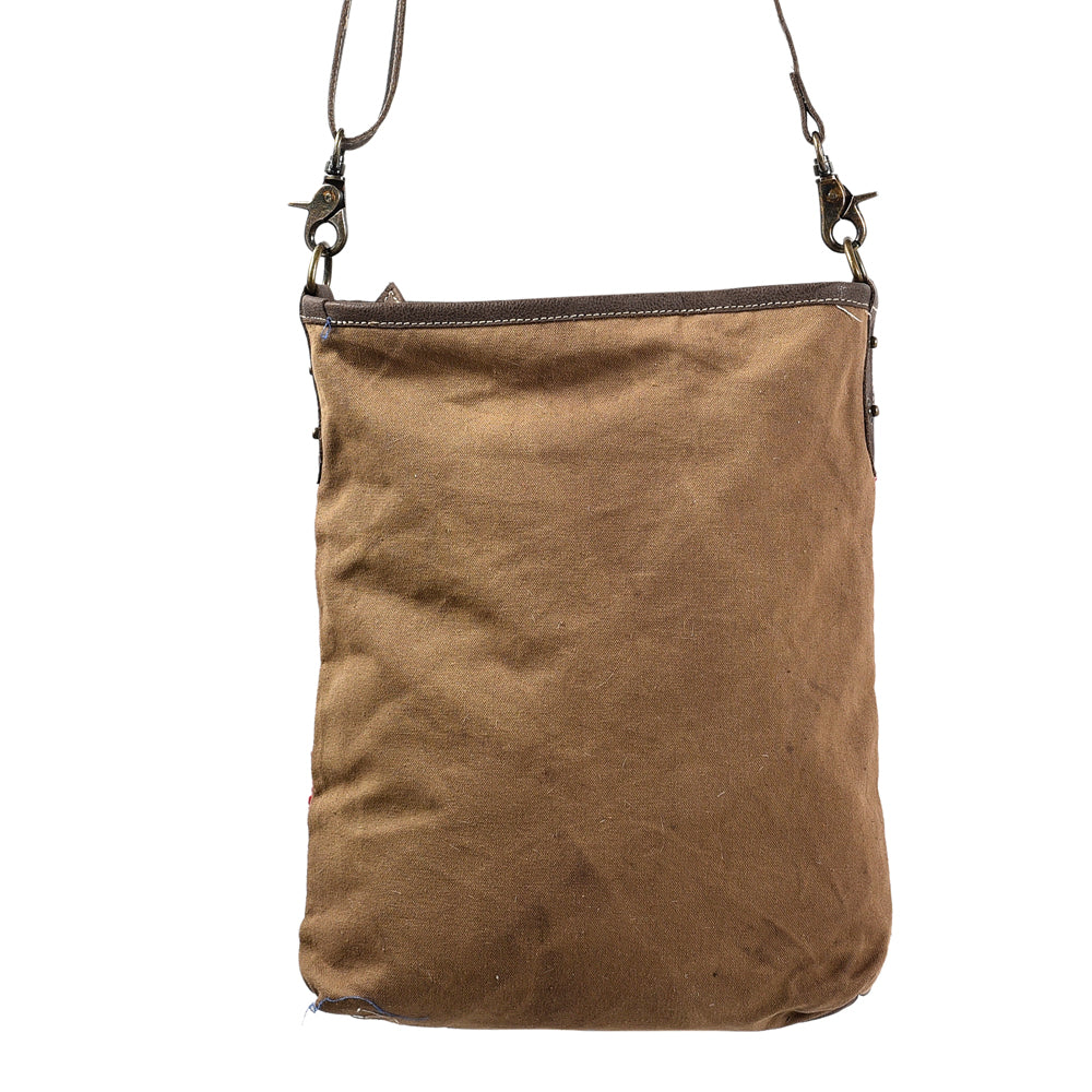 OHLAY Upcycled Wool Canvas Genuine Leather Messenger Bag