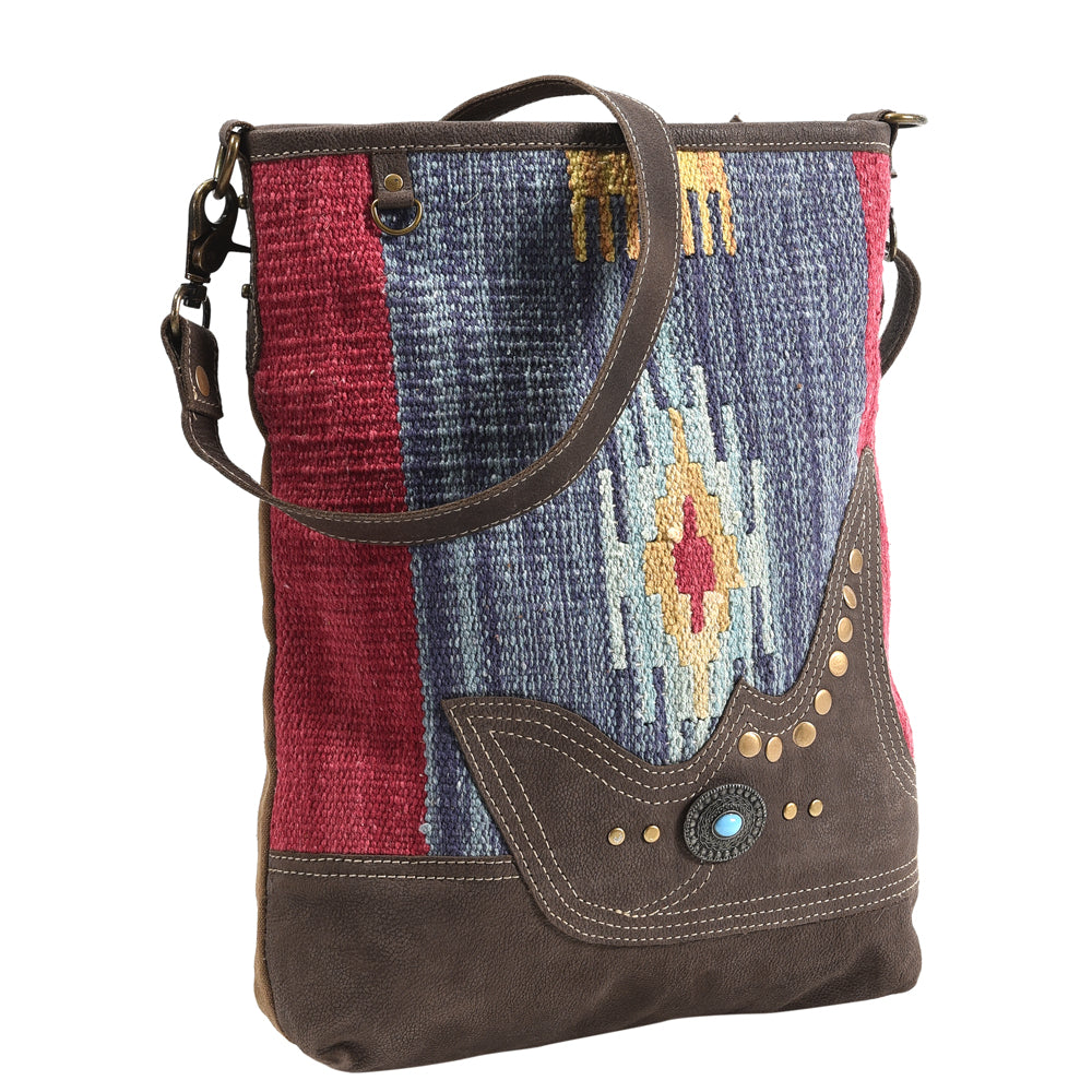 OHLAY Upcycled Wool Canvas Genuine Leather Messenger Bag