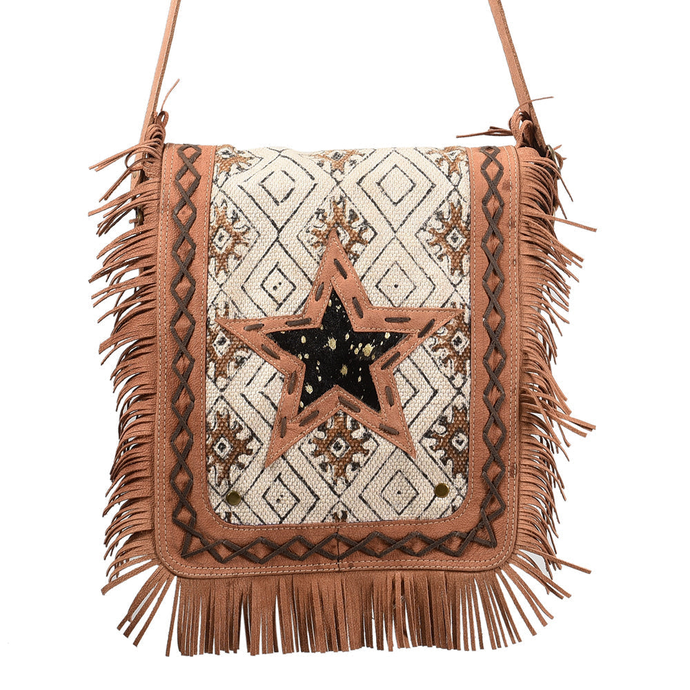 Ohlay Messenger Upcycled Wool Upcycled Canvas Hair-on Genuine Leather