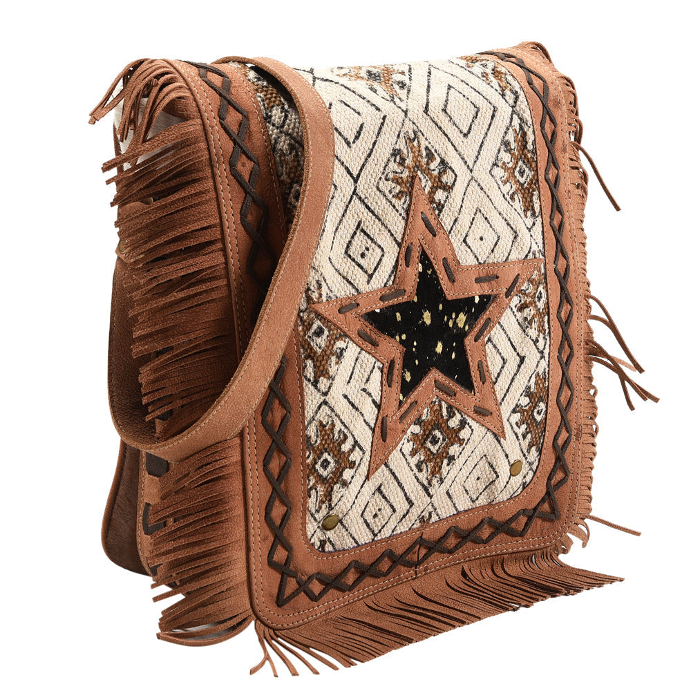 Ohlay Messenger Upcycled Wool Upcycled Canvas Hair-on Genuine Leather