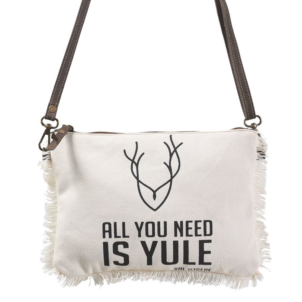OHLAY Upcycled Canvas Genuine Leather Crossbody Bag