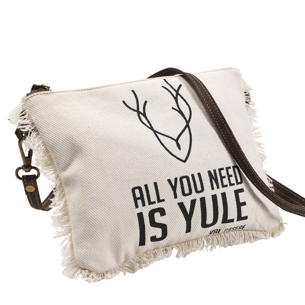 OHLAY Upcycled Canvas Genuine Leather Crossbody Bag