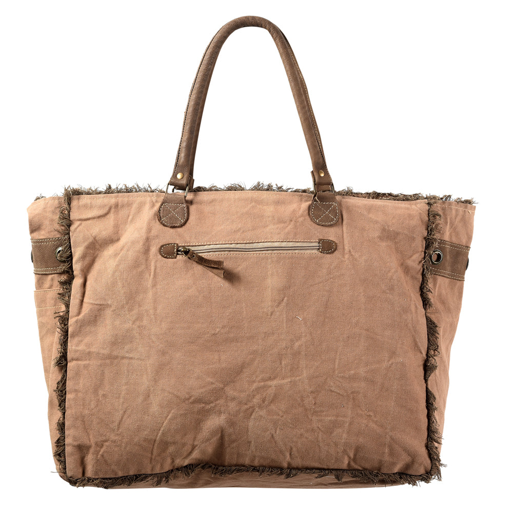 OHLAY Upcycled Canvas Genuine Leather Tote