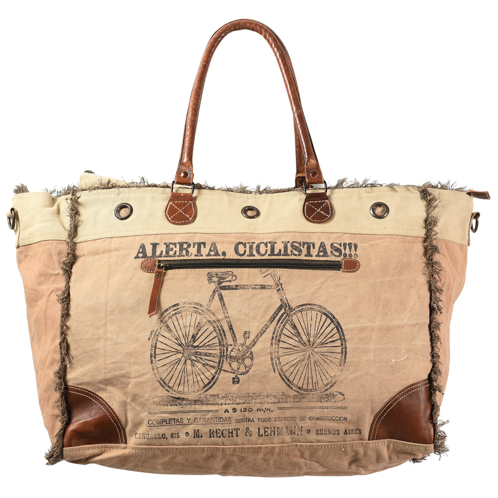 OHLAY Upcycled Canvas Genuine Leather Tote